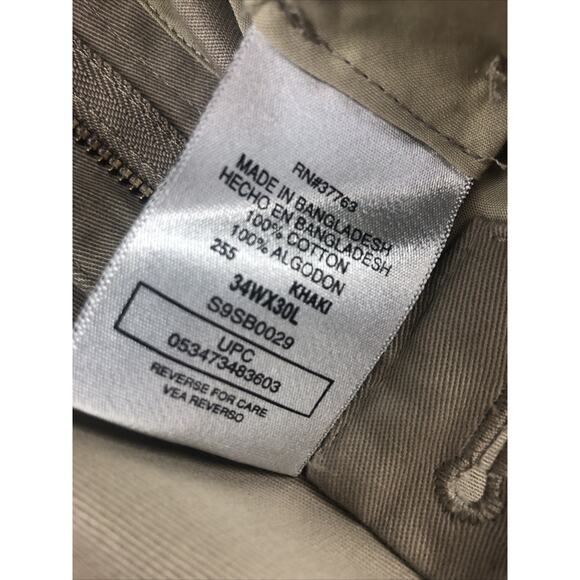 Savane Men's Chino Pants 34 x 30 Flat Front Straight Fit Khaki Dress Pants NEW - Picture 7 of 10